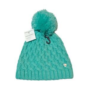 Rossinale Lony Women’s Beanie Niagara Chunky Wool Blend Faux Fur Pom Pom